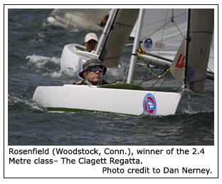 Charlie Rosenfield (Woodstock, Conn.), winner of the 2.4 Metre class, The Clagett Regatta, photo credit to Dan Nerney